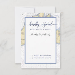 Formele bruiloft Martha's wijngaard met gastnaam RSVP Kaartje