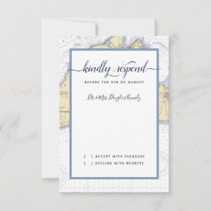 Formele bruiloft Martha's wijngaard met gastnaam RSVP Kaartje