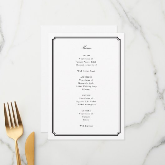 Formele bruiloft menu (Voorkant / Achterkant in situ)