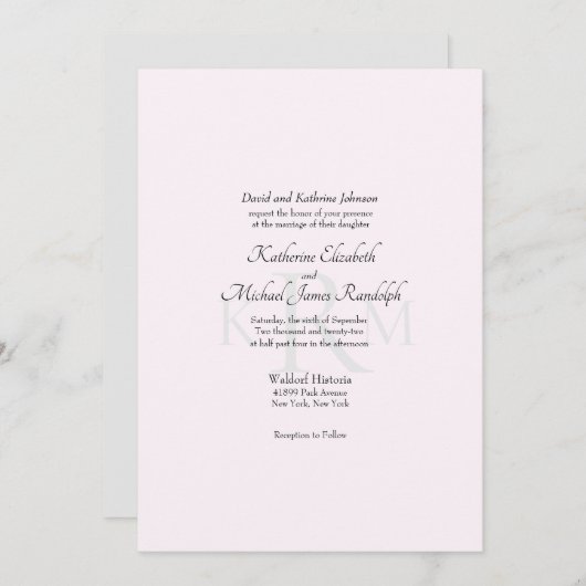 Formele bruiloft Monogram Bride Ouders Roze II Kaart (Voorkant / Achterkant)