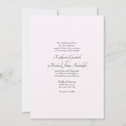 Formele bruiloft Monogram gesplitste ouders Roze I Kaart (Voorkant)