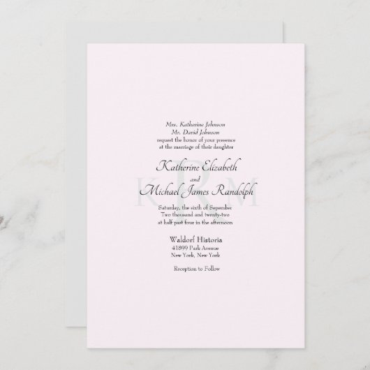 Formele bruiloft Monogram gesplitste ouders Roze I Kaart (Voorkant / Achterkant)