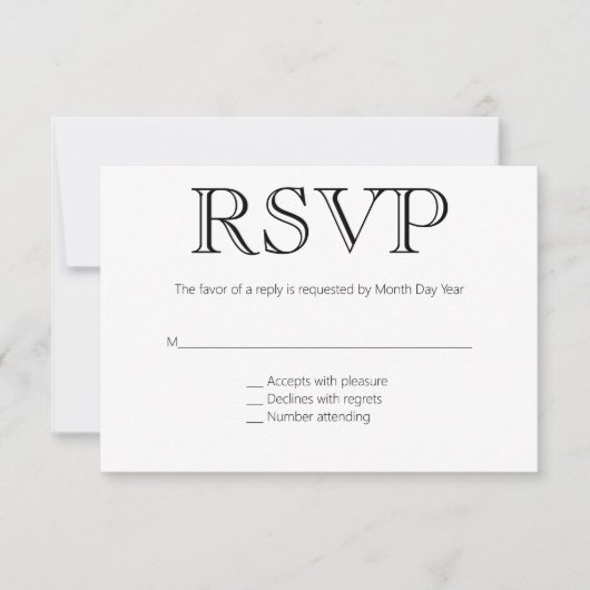 Formele bruiloft RSVP Kaartje (Voorkant)