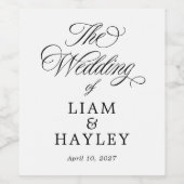 Formele bruiloft script wijn label etiket (Enkel label)