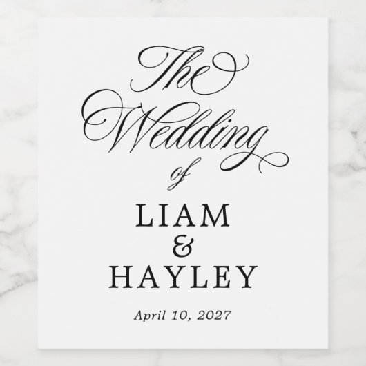 Formele bruiloft script wijn label etiket (Enkel label)