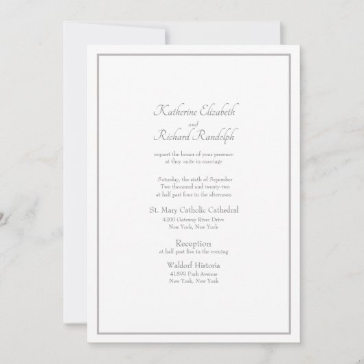 Formele bruiloft uitnodiging Geen ouders vermeld (Voorkant)