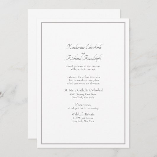 Formele bruiloft uitnodiging Geen ouders vermeld (Voorkant / Achterkant)