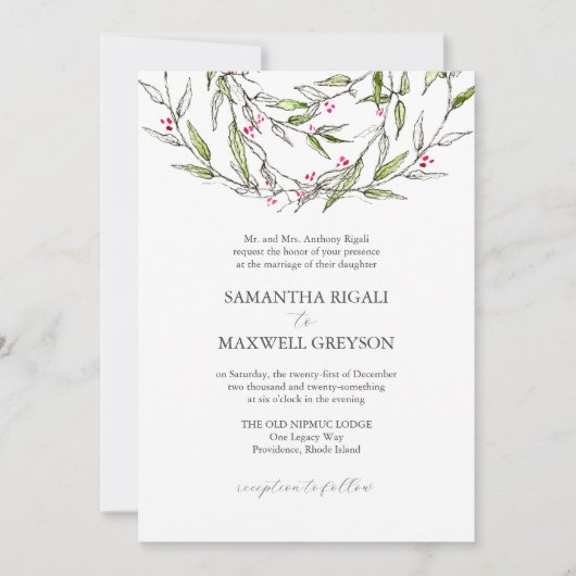 Formele bruiloft uitnodigingen botanische groen (Voorkant)