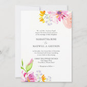 Formele bruiloft uitnodigingen met QR Code Floral (Voorkant)