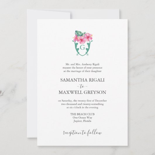 Formele bruiloft uitnodigingen Tropische Botanical (Voorkant)