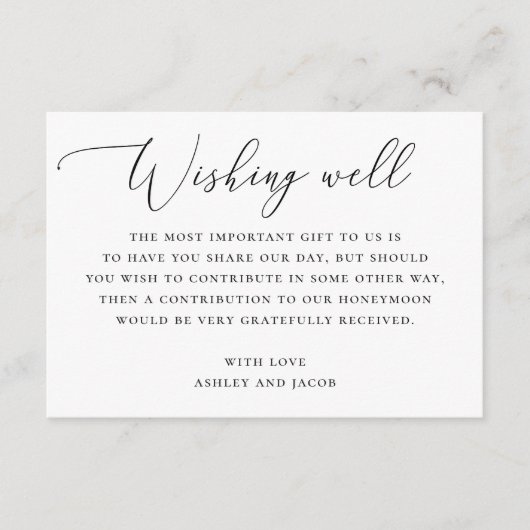 Formele bruiloft wensen goed | Zwart-witscript Informatiekaartje (Voorkant)