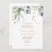 Formele Bruiloft Witte Bloemen Uitnodiging Elegant (Voorkant / Achterkant)