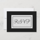 Formele Bruiloft Zwart Wit Zilver RSVP Kaartje (Voorkant)