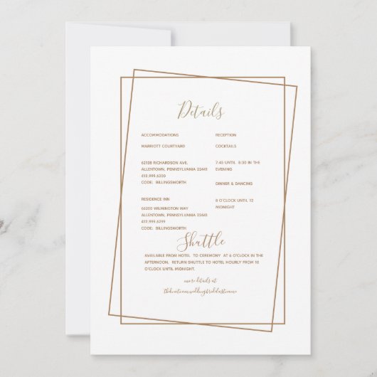 Formele bruiloftsgegevens Gold-tekst Kaart (Voorkant)