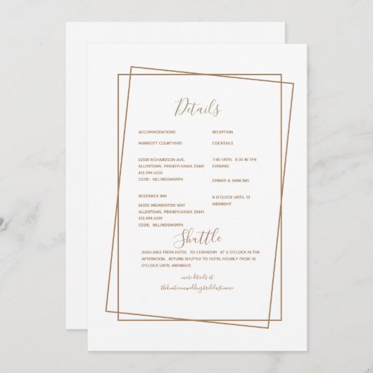 Formele bruiloftsgegevens Gold-tekst Kaart (Voorkant / Achterkant)