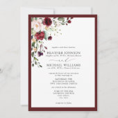 Formele Burgundy Blush Floral Waterverf Script Kaart (Voorkant)