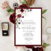Formele Burgundy Blush Floral Waterverf Script Kaart