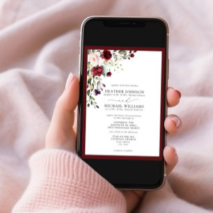 Formele Burgundy Blush Floral Waterverf Script Kaart