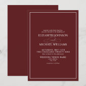 Formele Burgundy Classic Script Weddenschap Kaart (Voorkant / Achterkant)