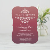 Formele Burgundy Elegant Flourish Graduation Party Kaart (Staand voorkant)