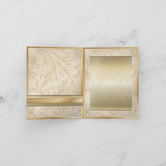 Formele champagne goud Damask bruiloft Bedankkaart (Binnen)