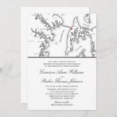 Formele Chesapeake Bay Beach Club MD Kaart Trouwen (Voorkant / Achterkant)