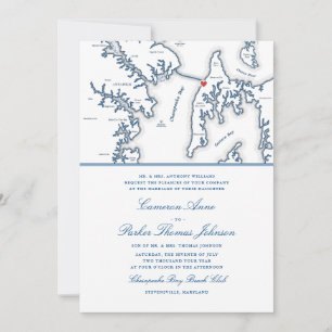 Formele Chesapeake Bay Beach Club Navy Blauwe Trou Kaart