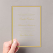 Formele Classic Gold Border & Script Wedding Acryl Uitnodigingen (Insitu (Draagbaar))