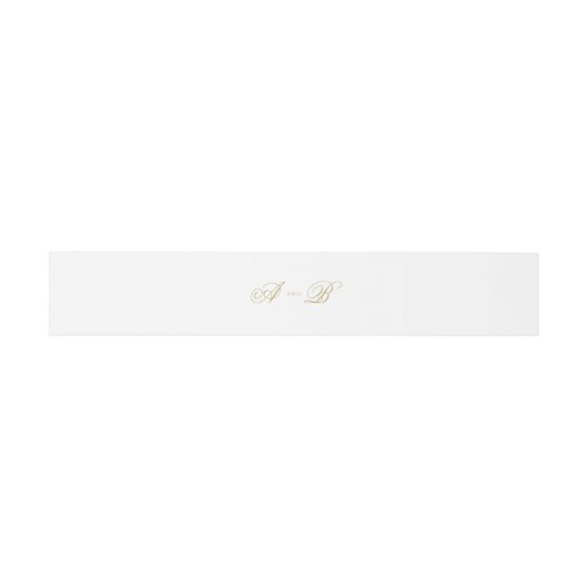 Formele Classic Gold Monogram Script Wedding Uitnodigingen Wikkel (Vlak)