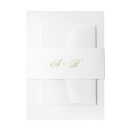 Formele Classic Gold Monogram Script Wedding Uitnodigingen Wikkel