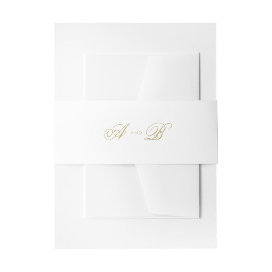 Formele Classic Gold Monogram Script Wedding Uitnodigingen Wikkel (Voorkant Voorbeeld)