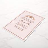 Formele Classic Luxe Blush Roze Quinceanera Folie Uitnodiging (Gedraaid)