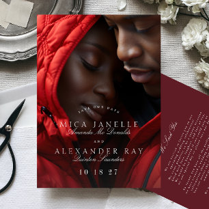 Formele Classic Maroon Bourgondische kalligrafie F Save The Date