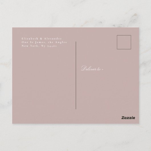 Formele Classic Roze Taupe Foto Opslaan De Datum Briefkaart (Achterkant)