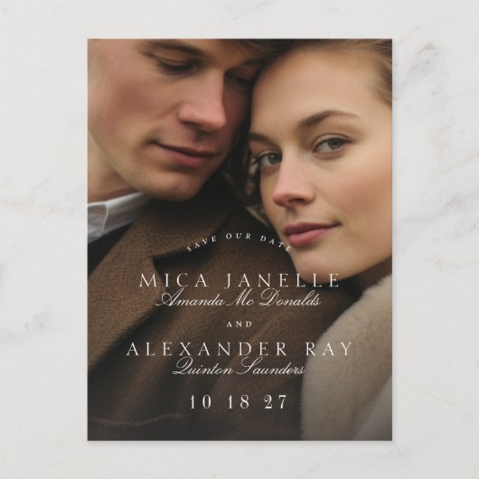 Formele Classic Roze Taupe Foto Opslaan De Datum Briefkaart (Voorkant)