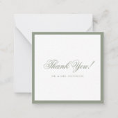Formele Classic Sage Green Border Wedding Bedankt Notitiekaartje (Voorkant)