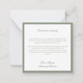 Formele Classic Sage Green Border Wedding Bedankt Notitiekaartje (Achterkant)