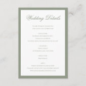 Formele Classic Sage Green Border Wedding Details Informatiekaartje (Voorkant)