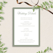 Formele Classic Sage Green Border Wedding Details Informatiekaartje