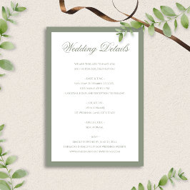 Formele Classic Sage Green Border Wedding Details Informatiekaartje