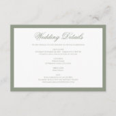 Formele Classic Sage Green Grended Wedding Details Informatiekaartje (Voorkant)