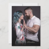 Formele Classic Sage Green & Script Fotobruiloft Kaart (Achterkant)