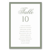 Formele Classic Sage Green Wedding Zitting Grafiek Kaart (Achterkant)