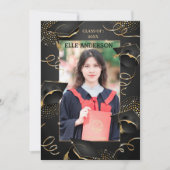 Formele Classic Zwart Goud Graduation Cap Kaart (Voorkant)