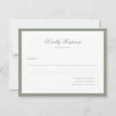 Formele Classy Sage Green Border Script Wedding RSVP Kaartje (Voorkant)