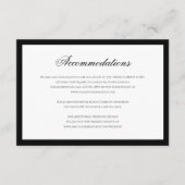 Formele Classy Zwart & Wit bruiloft accommodaties Informatiekaartje (Voorkant)