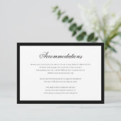 Formele Classy Zwart & Wit bruiloft accommodaties Informatiekaartje (Staand voorkant)