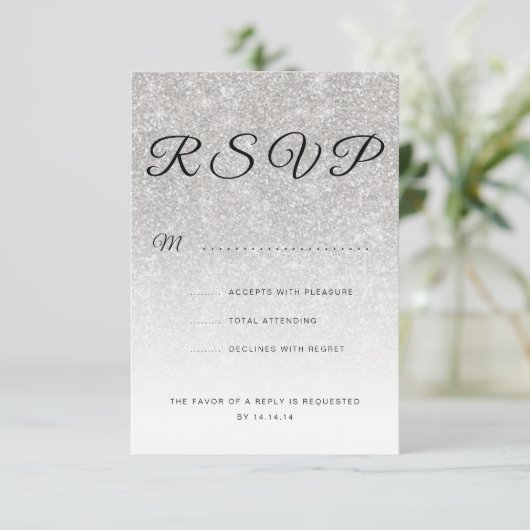 Formele Corporate Fundraiser Silver Glitter Menu (Staand voorkant)