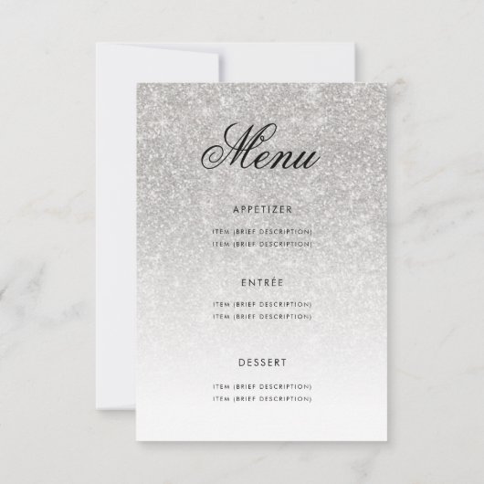 Formele Corporate Fundraiser Silver Glitter Menu (Achterkant)