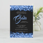 Formele Corporate Gala Ball Blauwe Glam Lichten Kaart (Staand voorkant)